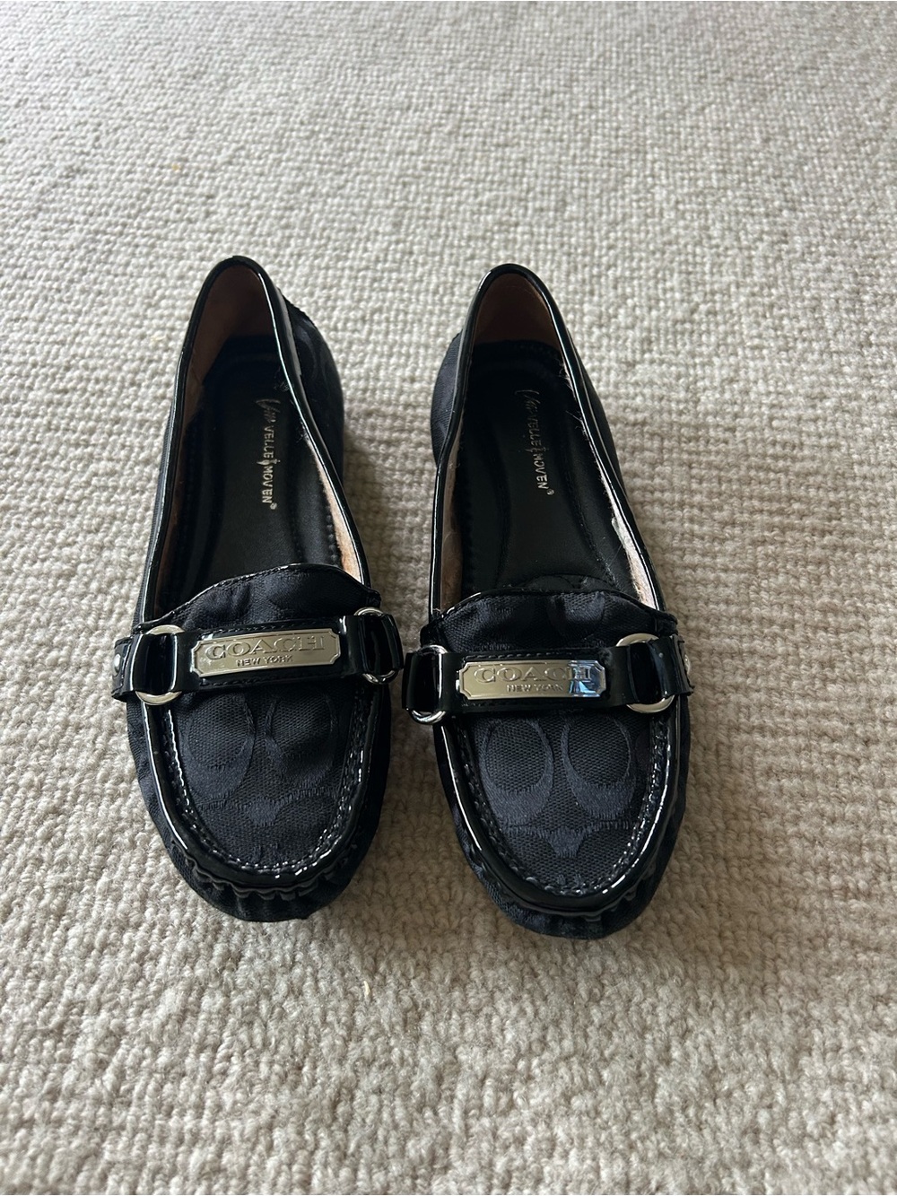 Coach Black Signature Jacquard Metal-Bit Loafers